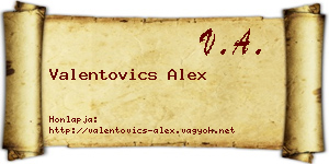 Valentovics Alex névjegykártya