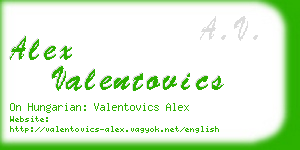 alex valentovics business card